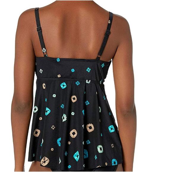 Coco Reef Black DIAMOND WRAP BRA UNDERWIRE TANKINI Swim TOP SZ 8 / 32D NWT - Picture 3 of 5